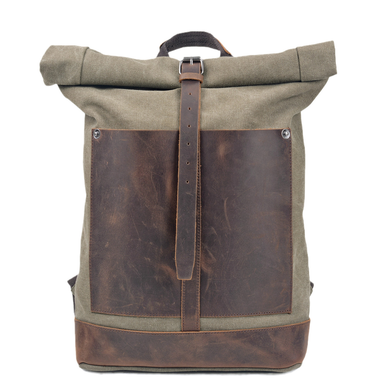 Men’s Waxed‑Canvas Roll‑Top Ru - Leather Work Rucksack Mens recension och pris